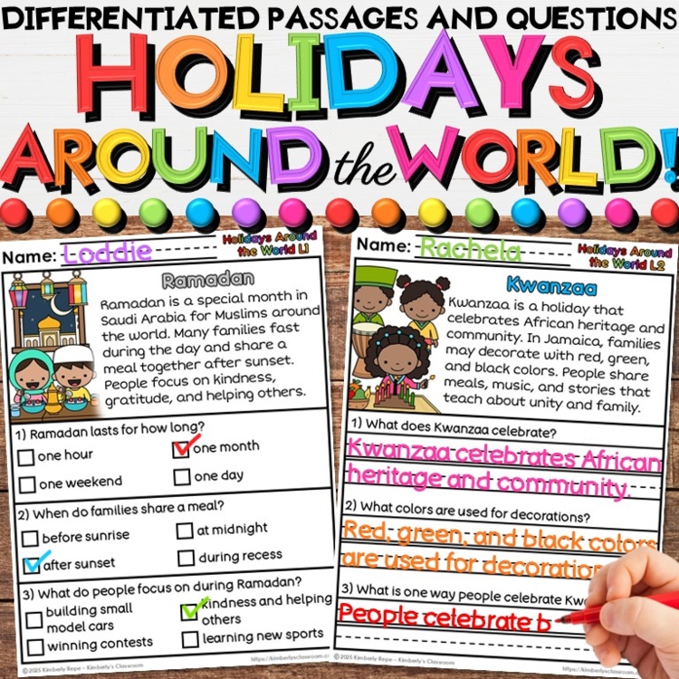 Holidays Around the World Reading Comprehension Passages and Questions