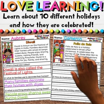 Holidays Around the World Reading Comprehension Passages and Questions, image 2