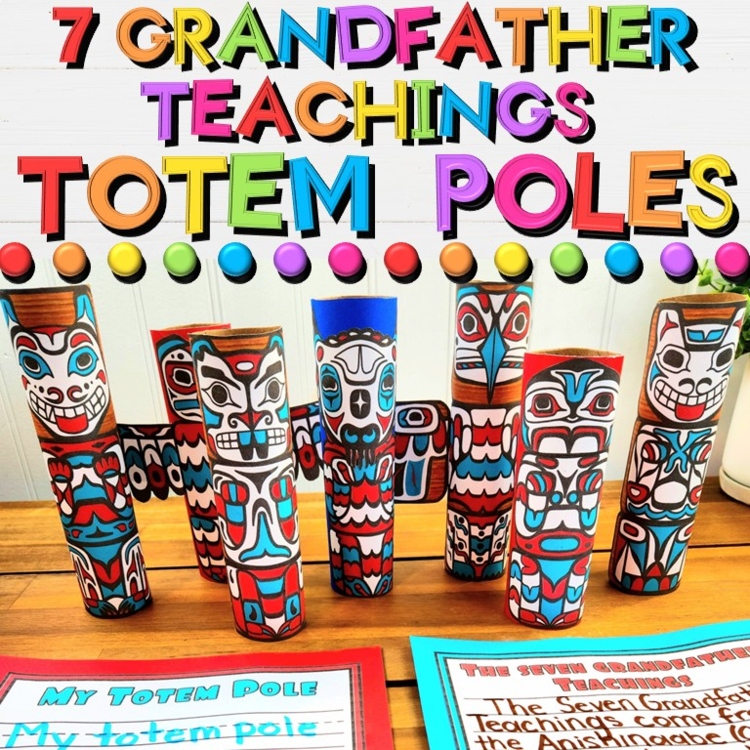 The Seven Grandfather Teachings Totem Pole Crafts - Indigenous, Native American