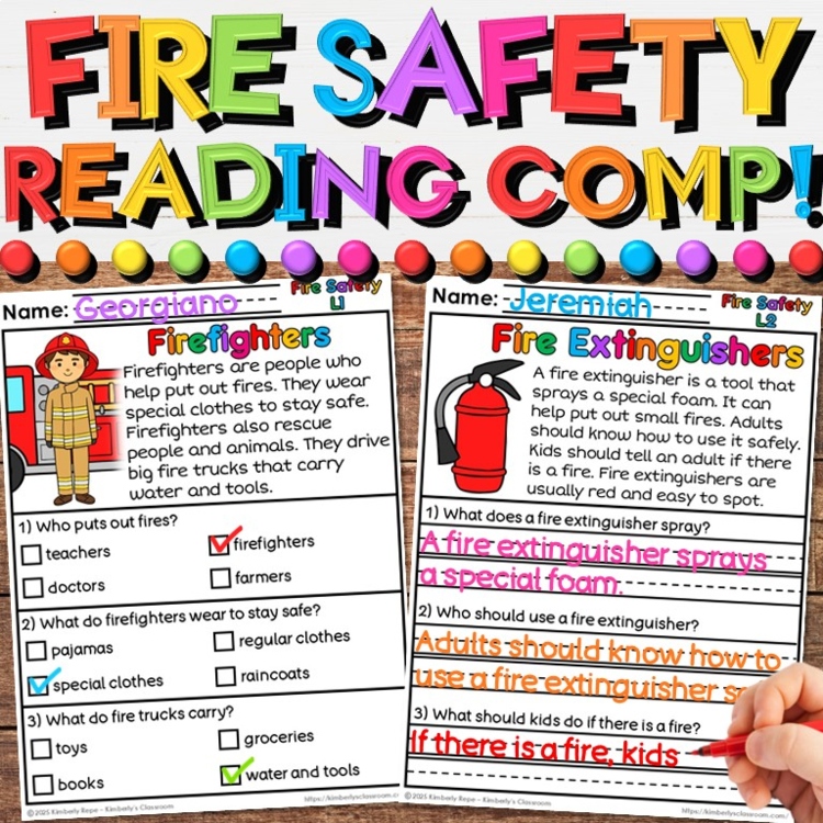 Fire Safety Week Reading Comprehension Passages - Fire Prevention Activities