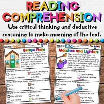 Fire Safety Week Reading Comprehension Passages - Fire Prevention Activities, image 4
