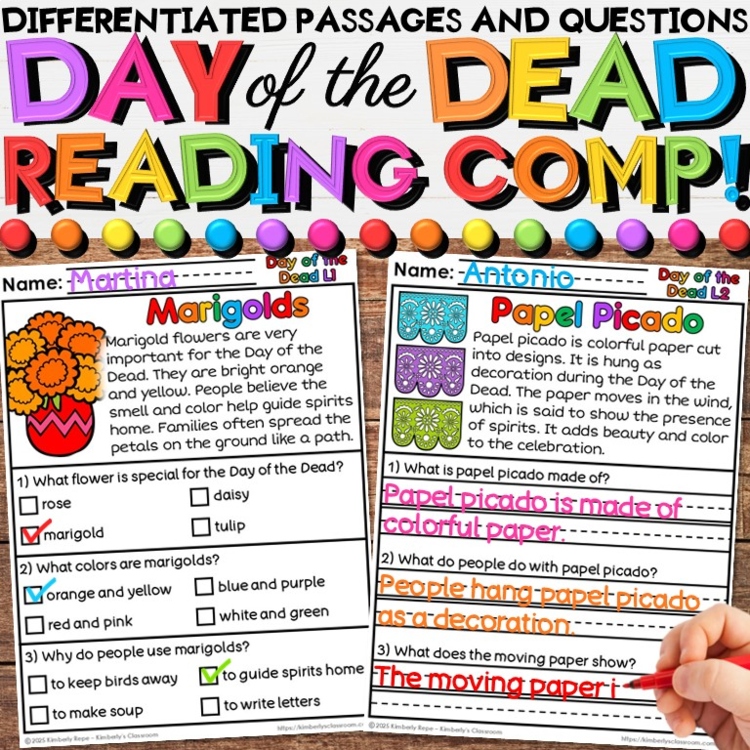 Day of the Dead Reading Comprehension Passages -  Día de los Muertos Activities