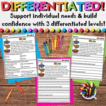 Diwali Reading Comprehension Passages - Deepavali Festival of Lights Activities, image 3