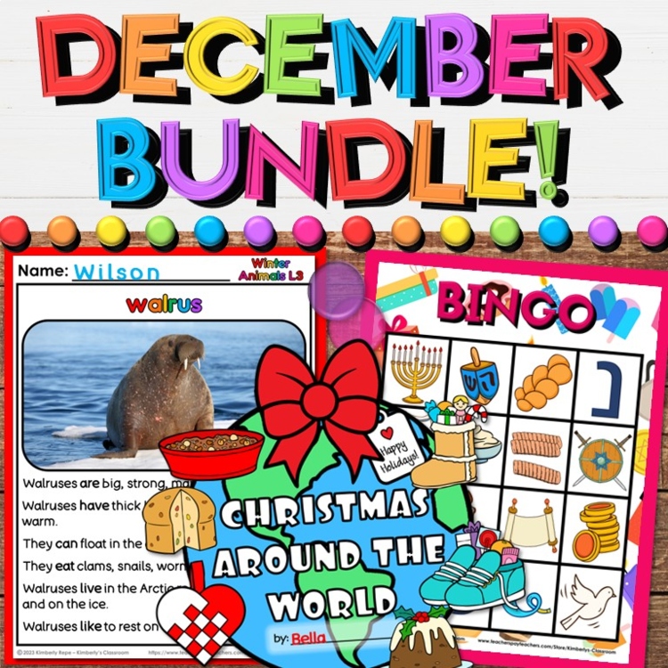 December Activities Growing Bundle - Christmas, Hannukah, Winter Animals
