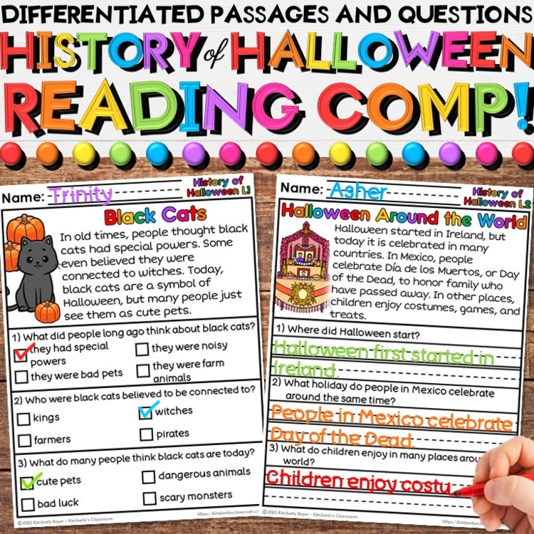 History of Halloween Reading Comprehension Passages - Differentiated Activities