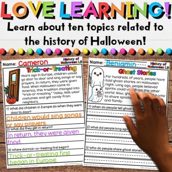 History of Halloween Reading Comprehension Passages - Differentiated Activities, image 2