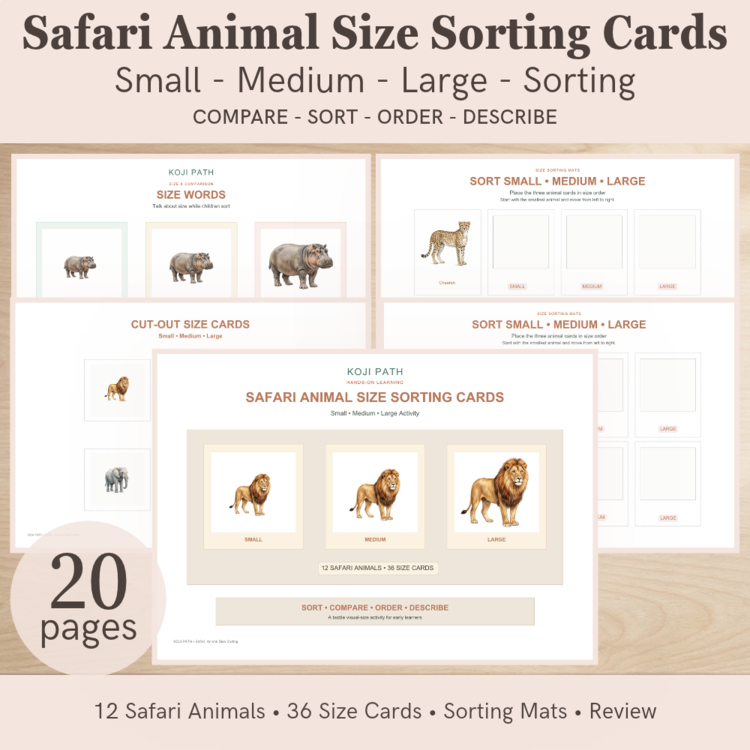 Safari Animal Size Sorting Cards | Small Medium Large