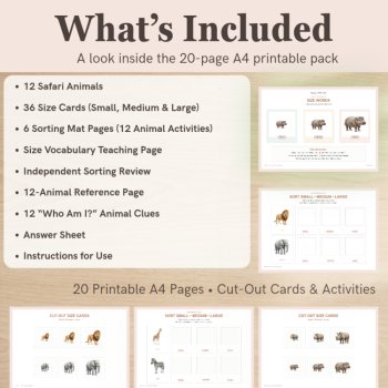 Safari Animal Size Sorting Cards | Small Medium Large, image 2