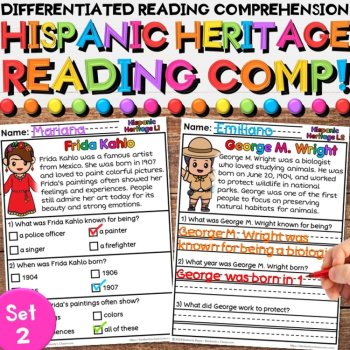 Hispanic Heritage Leaders Reading Comprehension Passages & Activities Bundle, image 3