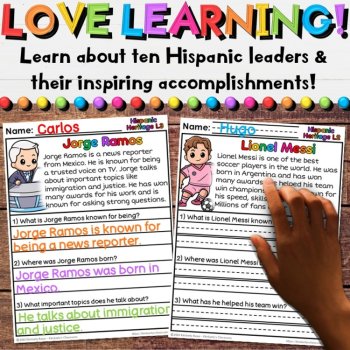 Hispanic Heritage Leaders Reading Comprehension Passages & Activities - Set 3, image 2