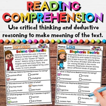Hispanic Heritage Leaders Reading Comprehension Passages & Activities - Set 3, image 4