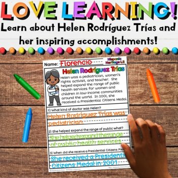 Hispanic Heritage Leader Reading Comprehension Passages Sample FREEBIE, image 2