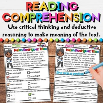 Hispanic Heritage Leader Reading Comprehension Passages Sample FREEBIE, image 4