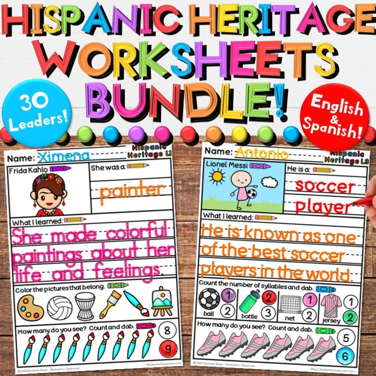 Hispanic Heritage Month Worksheets Bundle - Leaders in History Activities