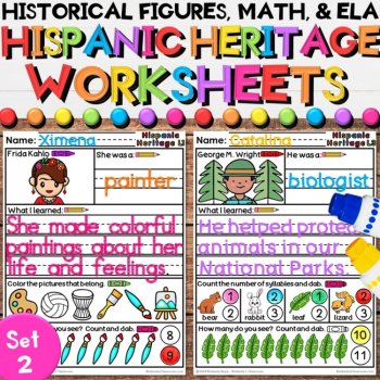 Hispanic Heritage Month Worksheets Bundle - Leaders in History Activities, image 3