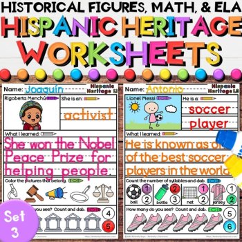 Hispanic Heritage Month Worksheets Bundle - Leaders in History Activities, image 4