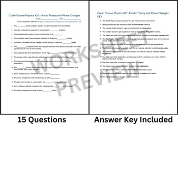 Crash Course PHYSICS #21: Kinetic Theory and Phase Changes | Video Worksheet |, image 3