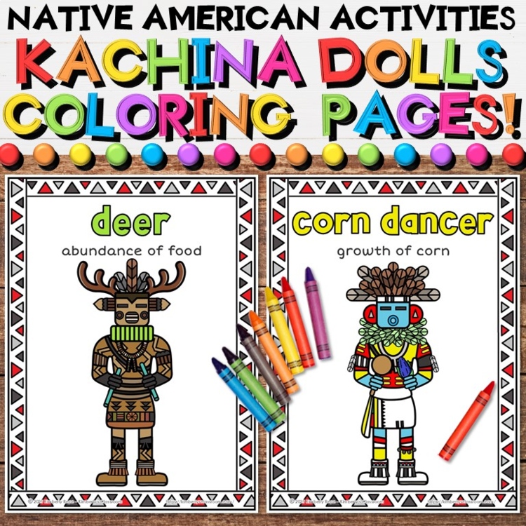 Native American Activities | Hopi Tribe Kachina Dolls Coloring Pages or Posters
