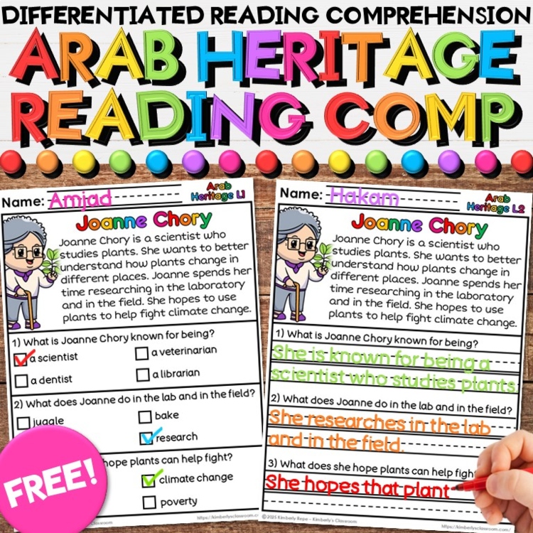 Arab Heritage Leaders Reading Comprehension Passages Sample FREEBIE