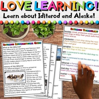 Iditarod Sled Racing in Alaska Activities | Writing Crafts, Vocabulary, Reading, image 2