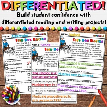 Iditarod Sled Racing in Alaska Activities | Writing Crafts, Vocabulary, Reading, image 4