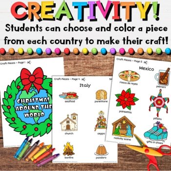 Christmas Around the World Wreath Craft, Readers & Holiday Writing Activities, image 3