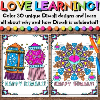 Diwali Festival of Lights Coloring Activities - Rangoli, Paper Lanterns, Diyas, image 2