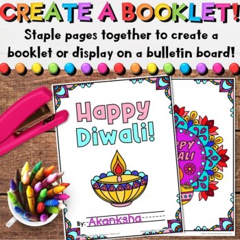 Diwali Festival of Lights Coloring Activities - Rangoli, Paper Lanterns, Diyas, image 4