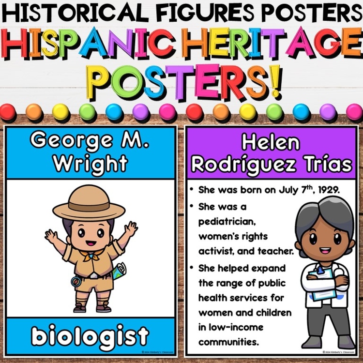 Hispanic Heritage Month Leaders Posters to Decorate Bulletin Boards (Set 2)