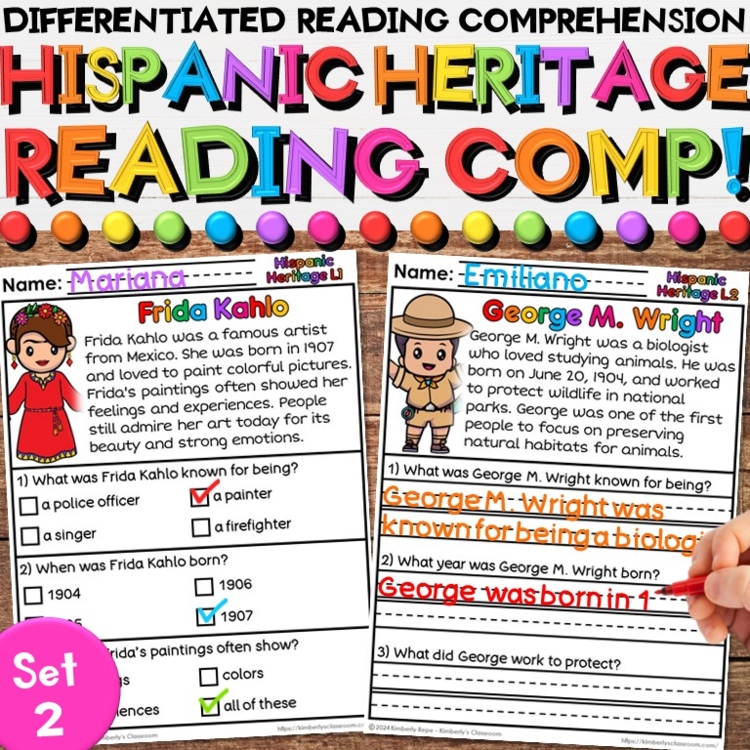 Hispanic Heritage Leaders Reading Comprehension Passages & Activities - Set 2