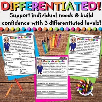Hispanic Heritage Leaders Reading Comprehension Passages & Activities - Set 2, image 3