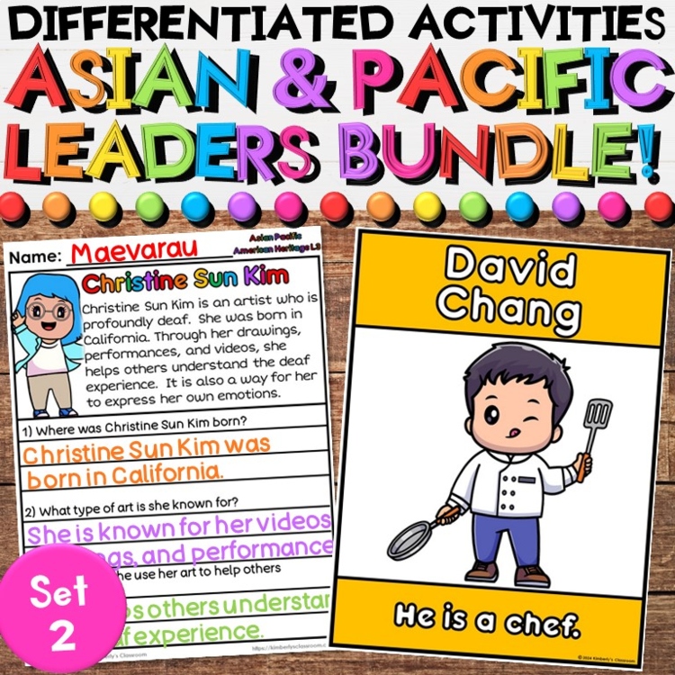 Asian American & Pacific Islander Heritage Leaders Activities Bundle (Set 2)