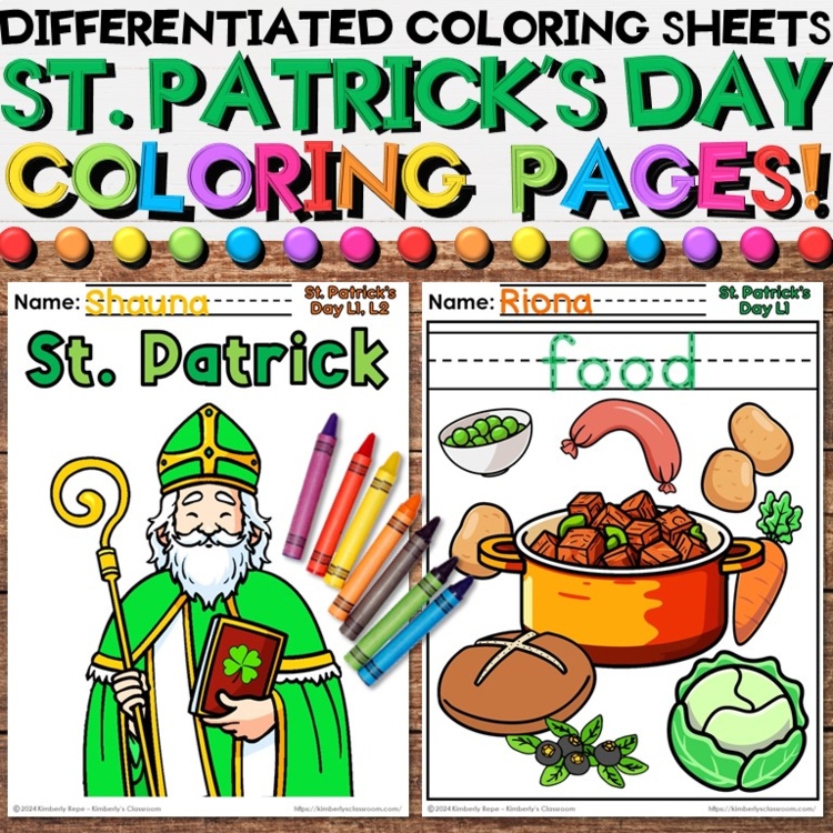 FREE St. Patrick's Day Coloring Pages with March Writing & Drawing Activities