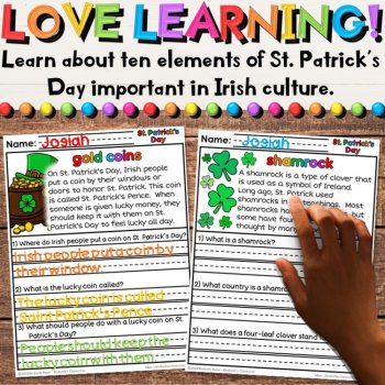 Saint Patrick's Day Reading Comprehension - Differentiated Worksheet Activities, image 2