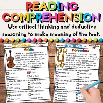 Saint Patrick's Day Reading Comprehension - Differentiated Worksheet Activities, image 4
