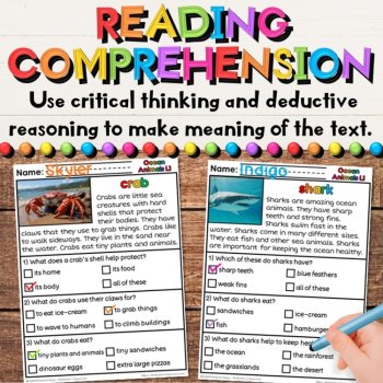 Ocean Animals Nonfiction Close Reading Comprehension Passages Worksheets, image 4