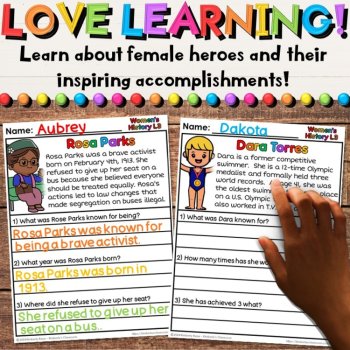 Women's History Reading Comprehension Differentiated Worksheet Activities Set 2, image 2