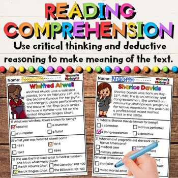 Women's History Reading Comprehension Differentiated Worksheet Activities Set 2, image 4