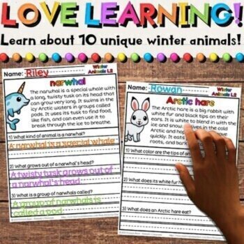 Arctic Animals Nonfiction Reading Comprehension Worksheets - Winter Activities, image 2
