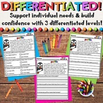 Arctic Animals Nonfiction Reading Comprehension Worksheets - Winter Activities, image 3