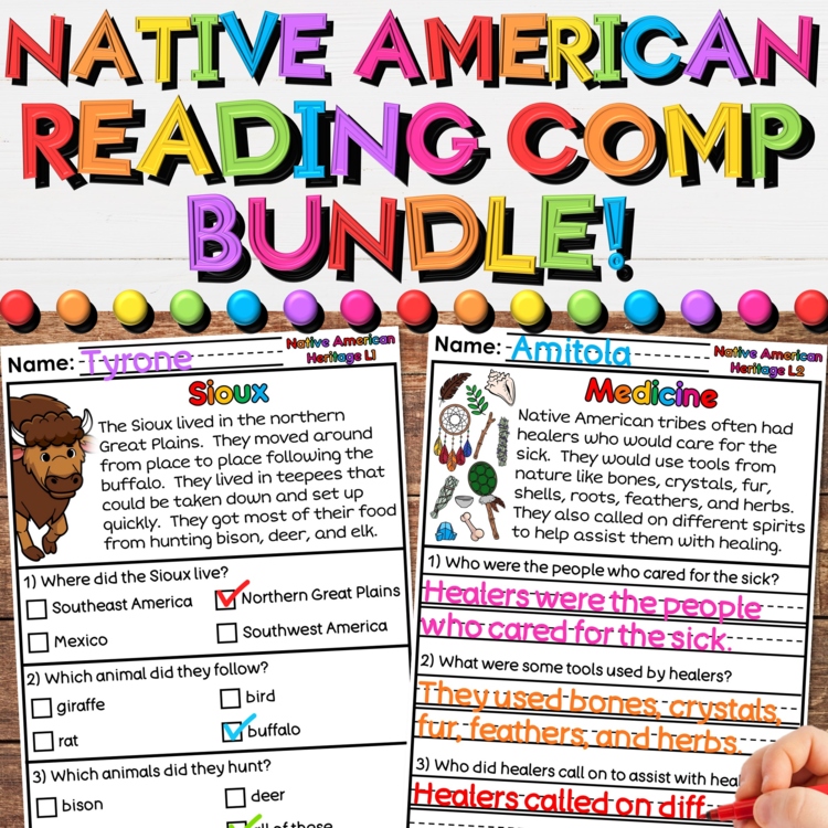 Native American Reading Comprehension Bundle with Differentiated Activities