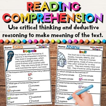 Native American Tribes Reading Comprehension Passages & Activities, image 4
