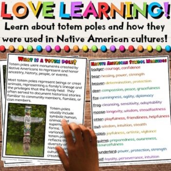 Native American Totem Pole Indigenous Coloring Pages and Writing Activities, image 2
