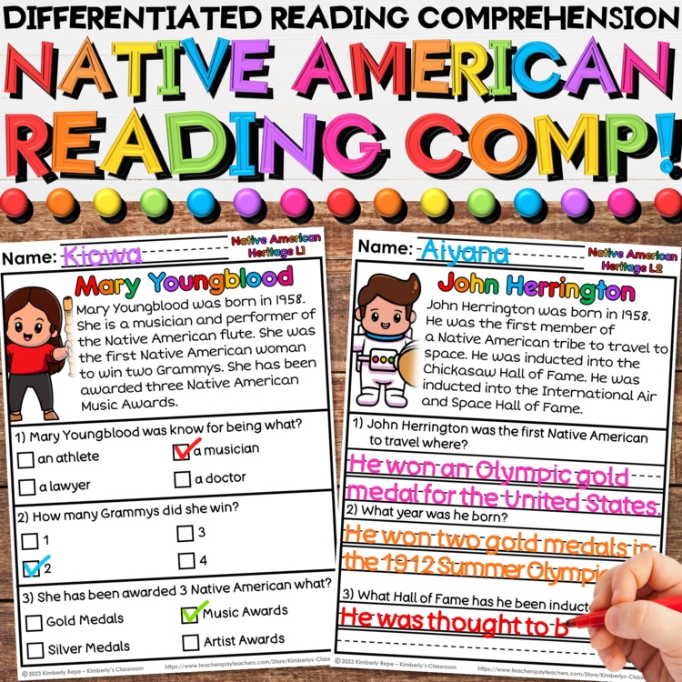 Native American Leaders Reading Comprehension Passages | Indigenous Activities