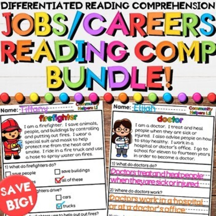 Community Helpers Reading Comprehension Bundle for Learning Jobs & Careers