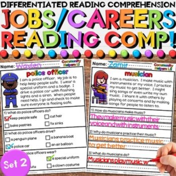 Community Helpers Reading Comprehension Bundle for Learning Jobs & Careers, image 3