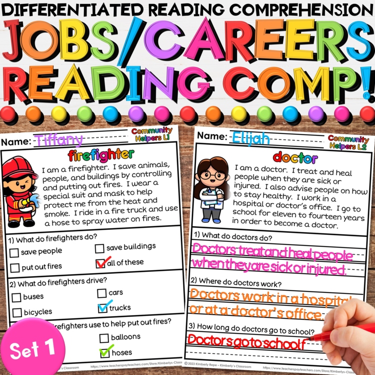 Community Helpers Reading Comprehension Passages - Set 1 - for Social Studies