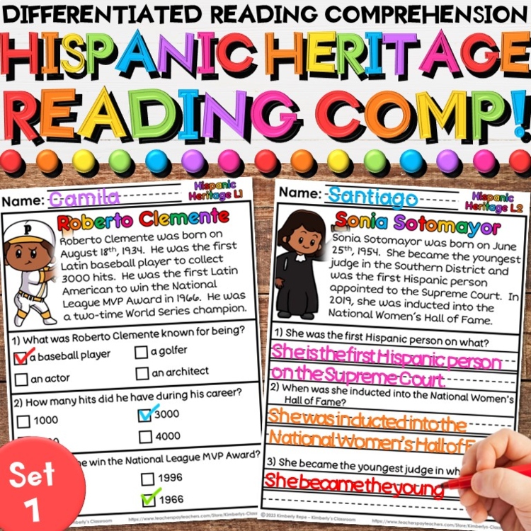 Hispanic Heritage Leaders Reading Comprehension Passages & Activities - Set 1