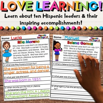 Hispanic Heritage Leaders Reading Comprehension Passages & Activities - Set 1, image 2