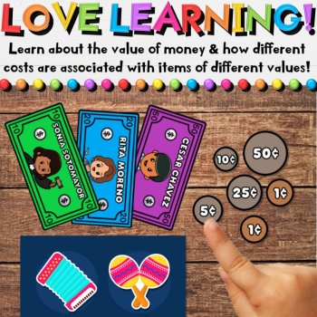 Printable Hispanic Heritage Figures Money Sheets & Coins for a Classroom Economy, image 2